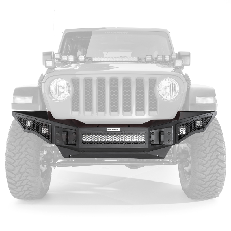Jeep Wrangler Bumper - Front - Go Rhino - Rockline Full Width, Winch Ready - Textured Black - `07-`20